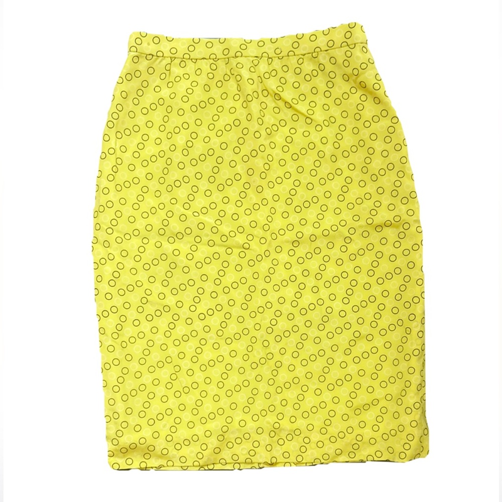 Vintage Escada Margaretha Ley Yellow Polka Dot High Waist Silk Pencil  Skirt
